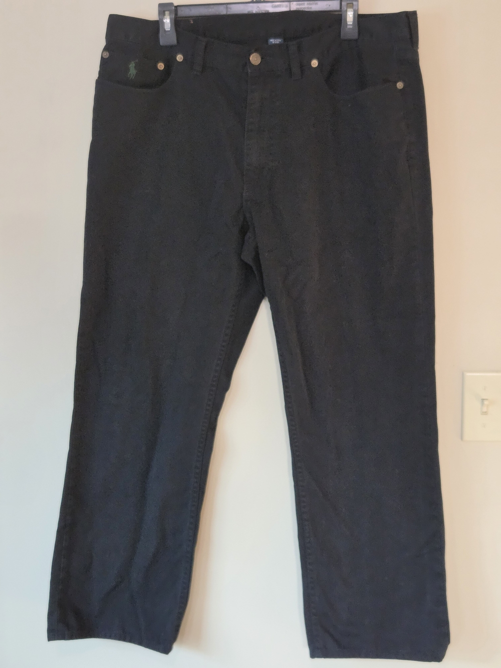 Polo Ralph Lauren Men’s Black Jeans 38x34 Green Pony 100% Cotton